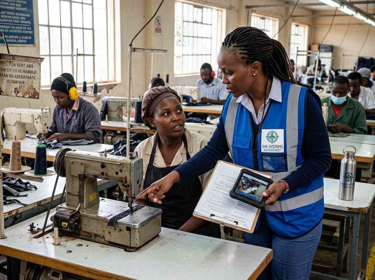 SHE Systems conducting an occupational safety and health audit at a garment factory in Nairobi
